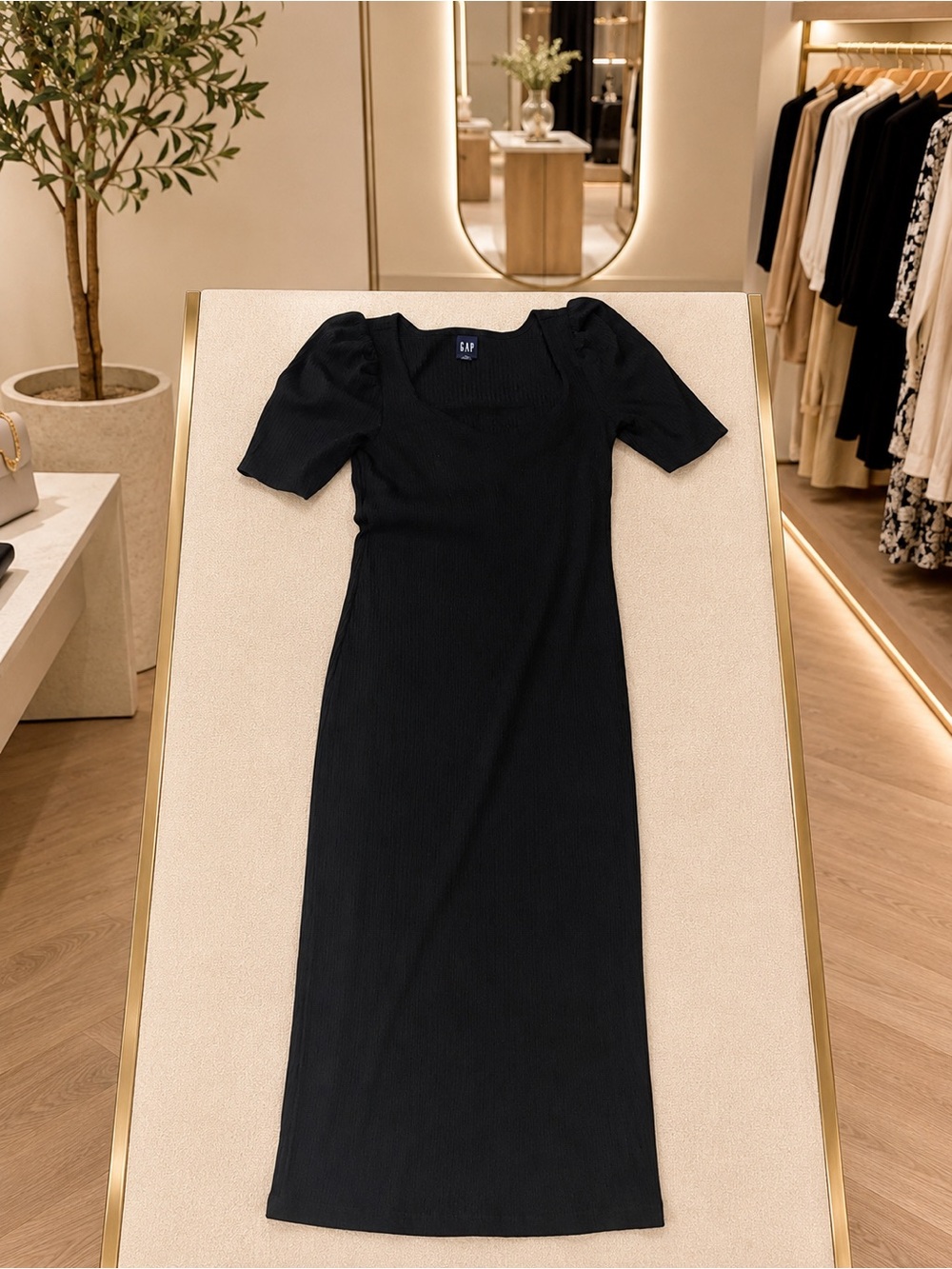 Gap ribbed midi dress size small Womens black